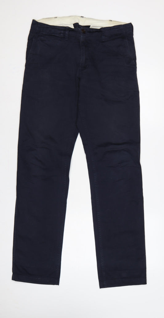 UNIQLO Men's Navy 31x34 Cotton Straight Chino Trousers