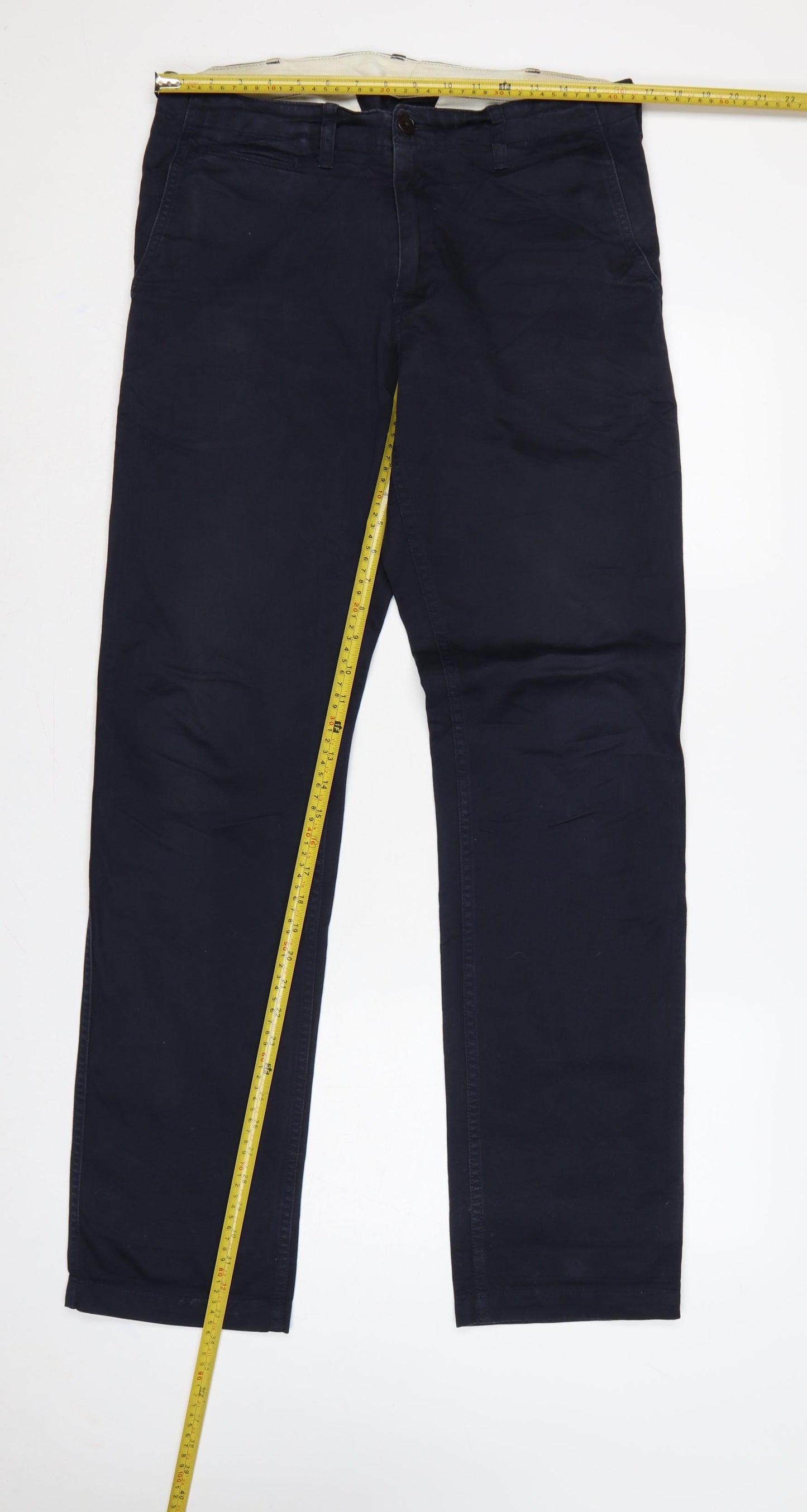 UNIQLO Men's Navy 31x34 Cotton Straight Chino Trousers