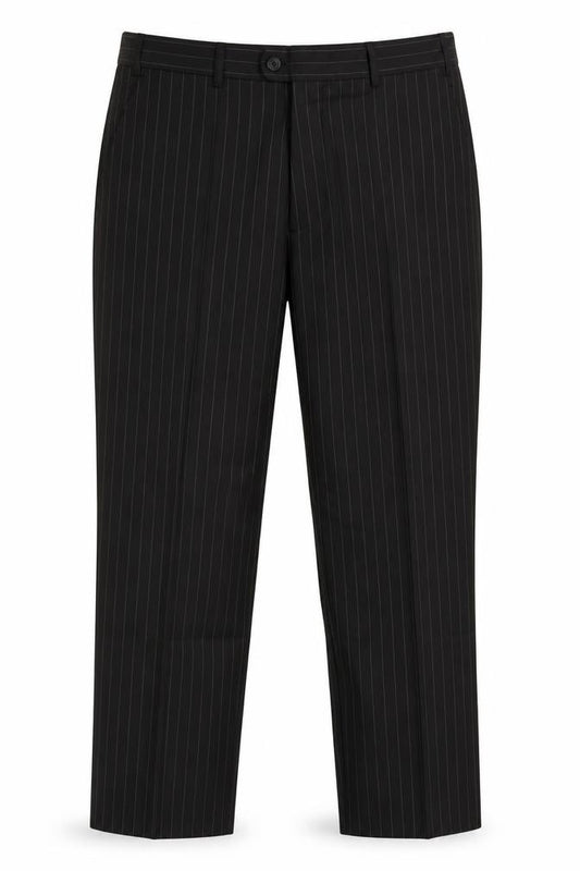 Jeff Banks Men’s Black Pinstripe Wool Pleated Dress Trousers 36 Regular