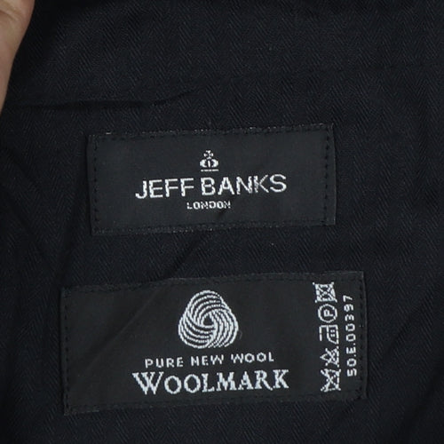 Jeff Banks Men’s Black Pinstripe Wool Pleated Dress Trousers 36 Regular