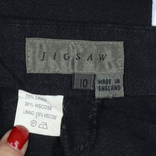 VIGSAW Women’s Black Size 10 Linen Blend High Rise Straight Trousers