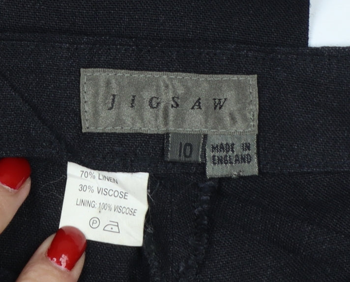 VIGSAW Women’s Black Size 10 Linen Blend High Rise Straight Trousers