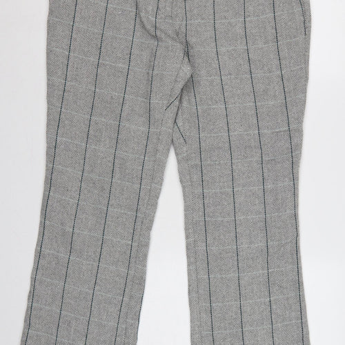 Cotton Traders Women’s Grey UK 14 Herringbone Stripe Straight Trousers