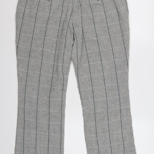 Cotton Traders Women’s Grey UK 14 Herringbone Stripe Straight Trousers