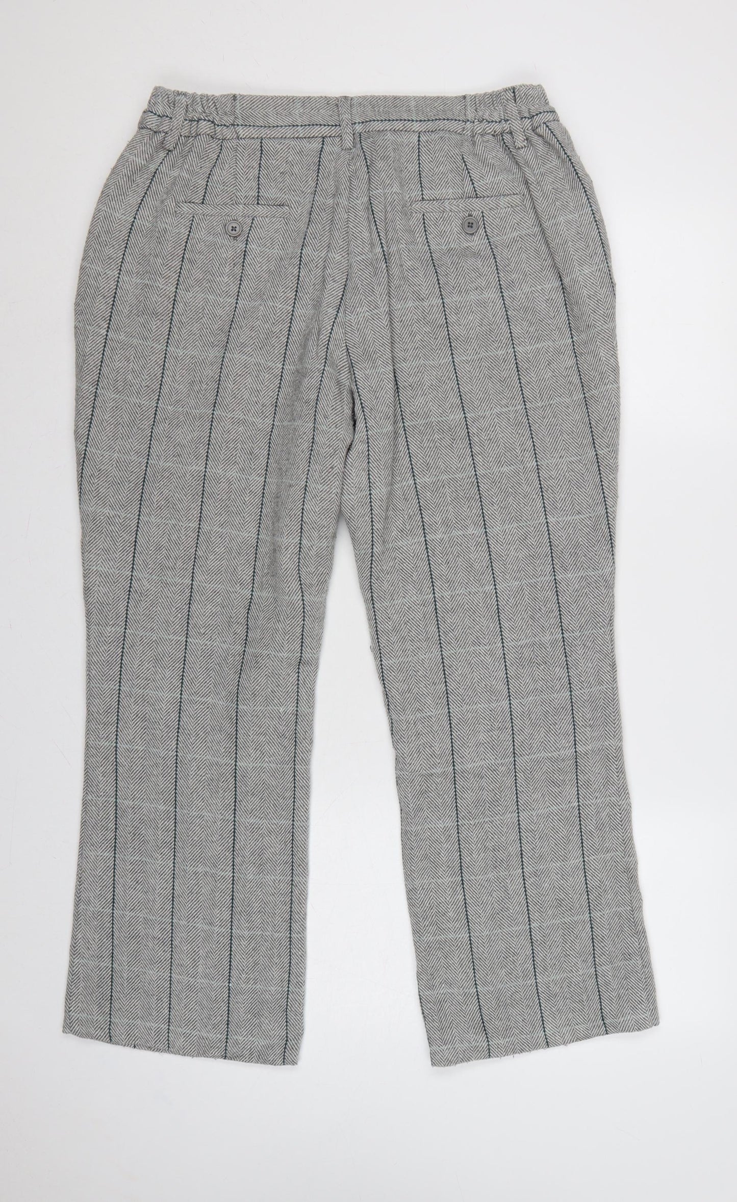 Cotton Traders Women’s Grey UK 14 Herringbone Stripe Straight Trousers