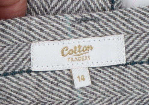 Cotton Traders Women’s Grey UK 14 Herringbone Stripe Straight Trousers