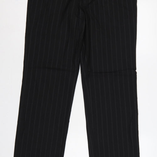 Burton Men Black Pinstripe Dress Trousers W32R Straight Formal