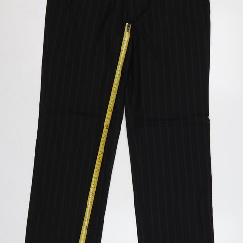 Burton Men Black Pinstripe Dress Trousers W32R Straight Formal