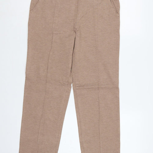Marks and Spencer Women Beige Size 10 Regular Straight Knit Trousers