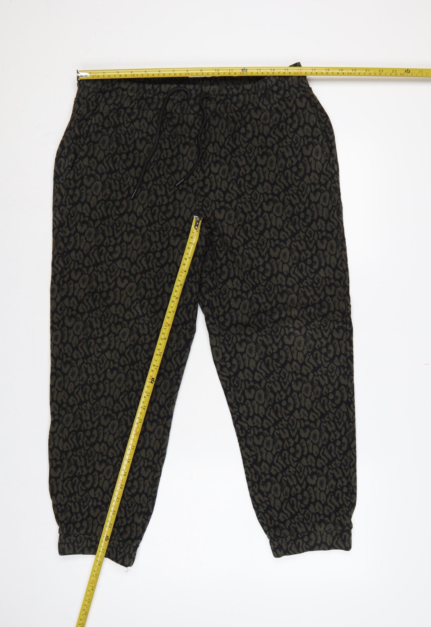 Marks & Spencer Women Black Animal Print Jogger Trousers UK 14 Short