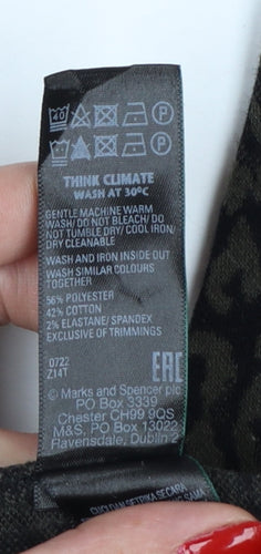 Marks & Spencer Women Black Animal Print Jogger Trousers UK 14 Short