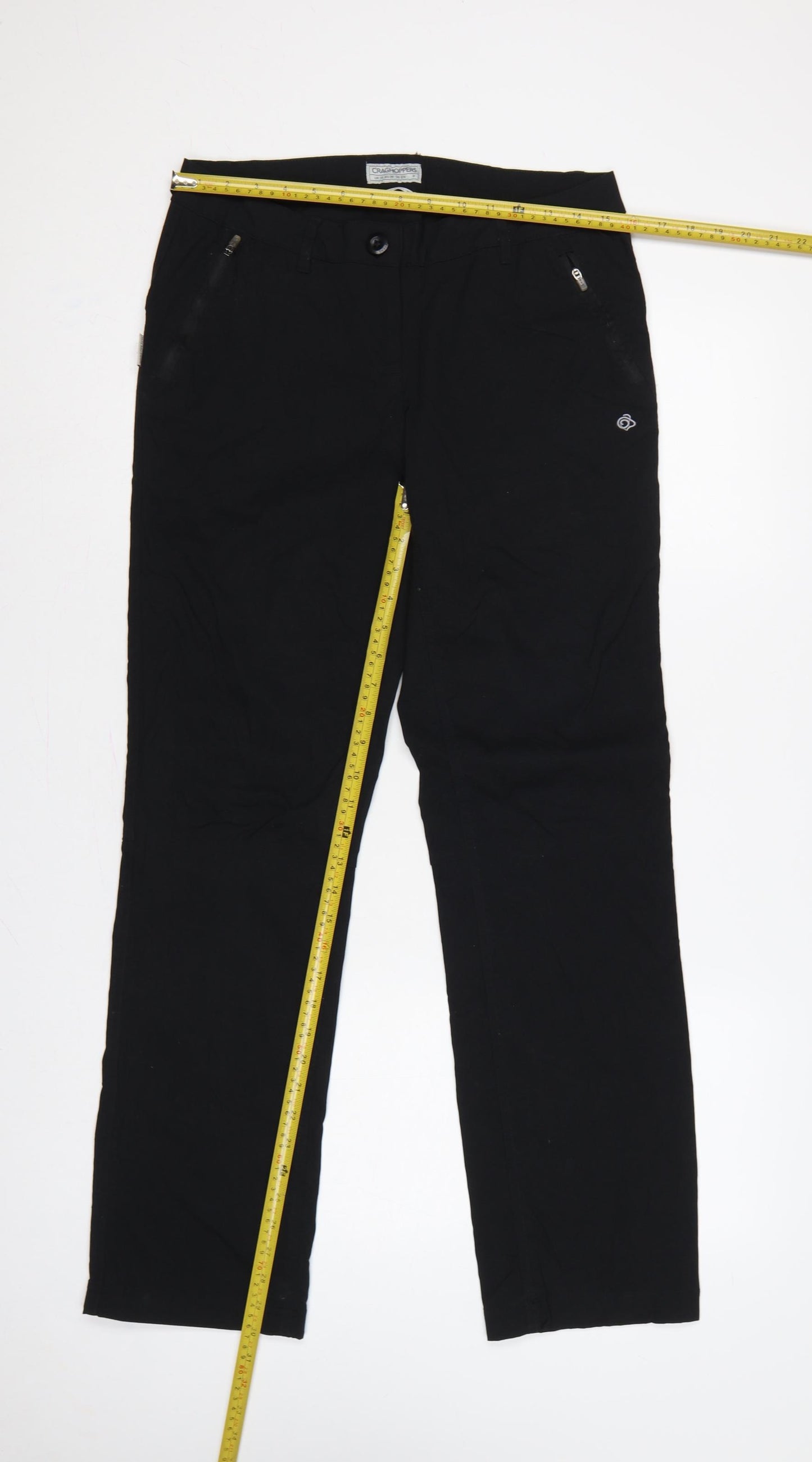 Craghoppers Women's Black UK 10 Regular Straight Trousers Zip Pockets