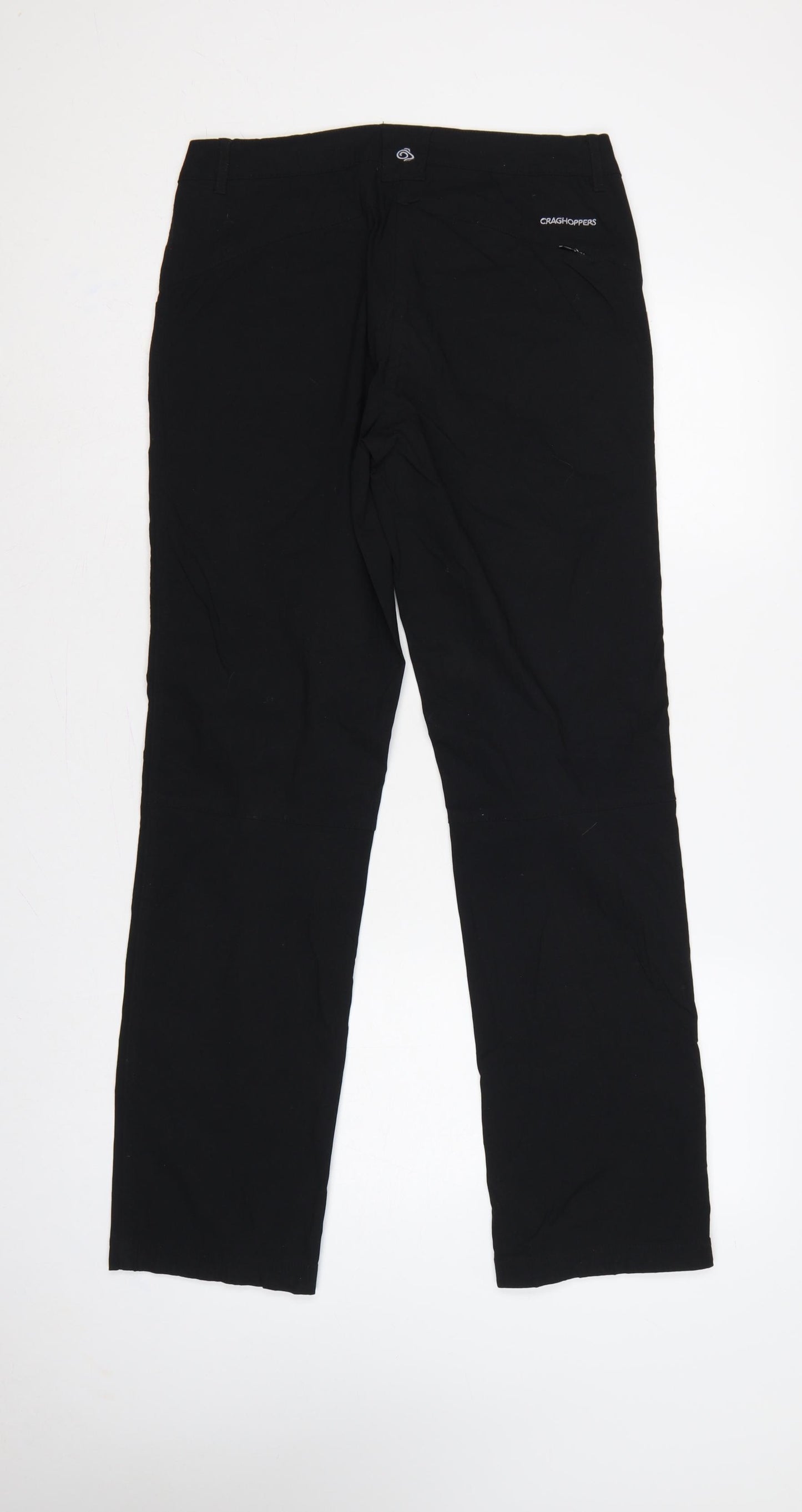 Craghoppers Women's Black UK 10 Regular Straight Trousers Zip Pockets