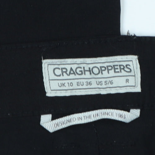 Craghoppers Women's Black UK 10 Regular Straight Trousers Zip Pockets
