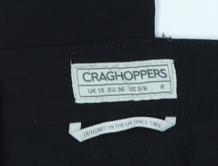 Craghoppers Women's Black UK 10 Regular Straight Trousers Zip Pockets