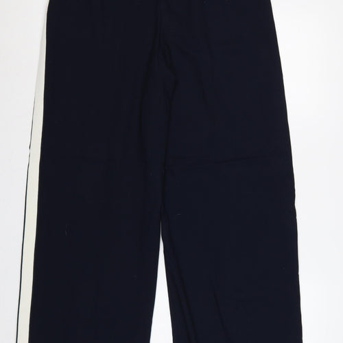 M&S Womens Blue UK 14 Wide Leg Elastic Waist Stripe Trousers
