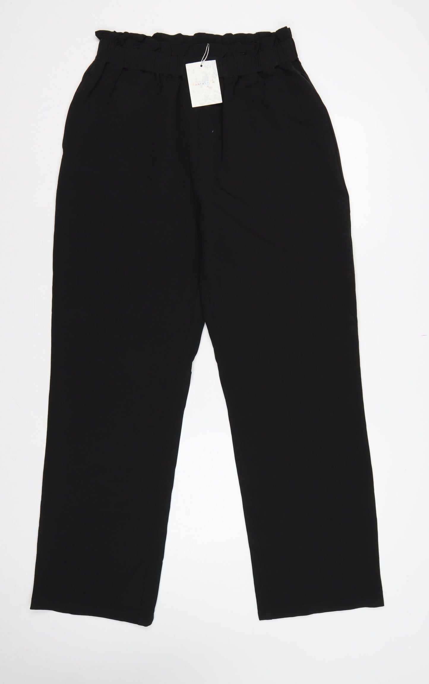 Compania Fantastica Women’s Black UK 12 Paperbag Wide-Leg Trousers
