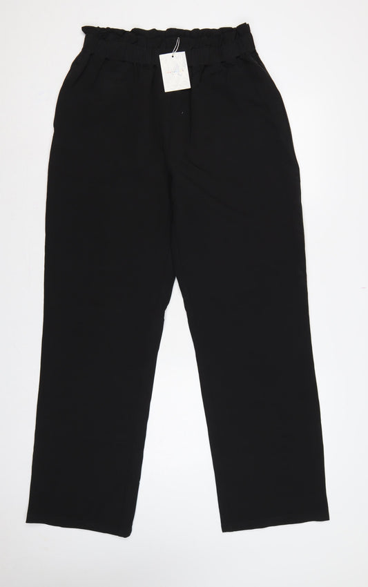 Compania Fantastica Women’s Black UK 12 Paperbag Wide-Leg Trousers