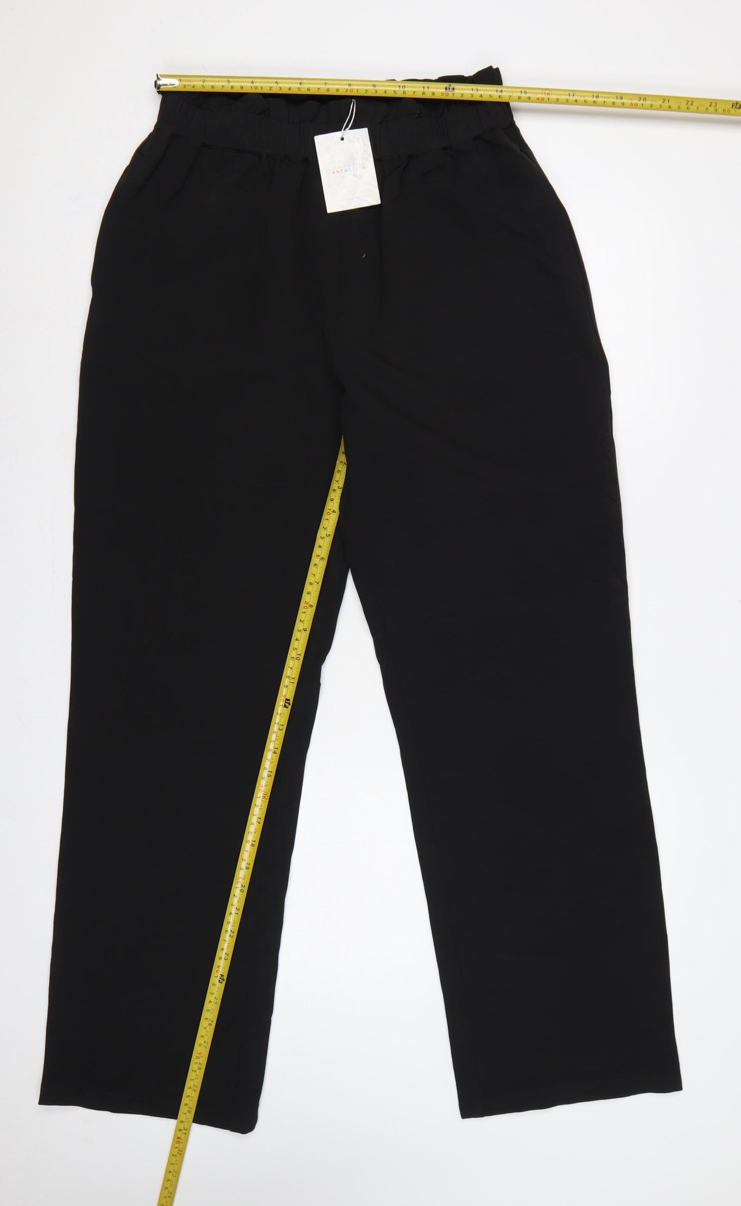 Compania Fantastica Women’s Black UK 12 Paperbag Wide-Leg Trousers