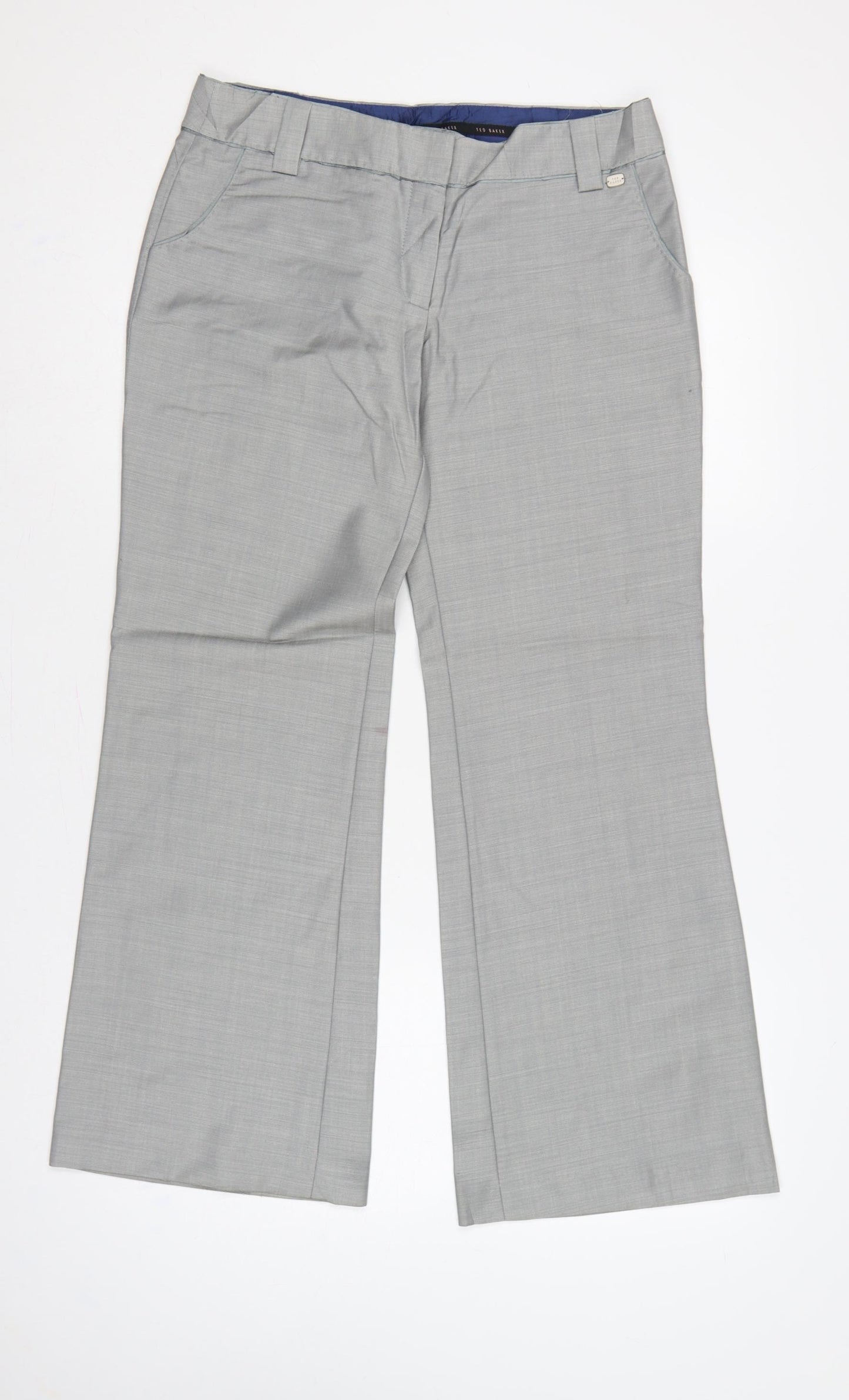 Ted Baker Women Grey UK 10 Flared Tailored Wool Mohair Trousers