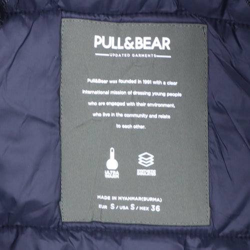 Pull&Bear Men’s Green S Hooded Faux Fur Trim Insulated Parka Coat
