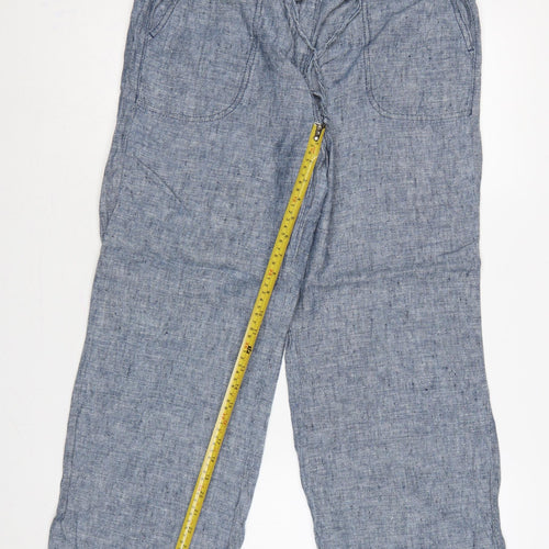 Marks and Spencer Women Blue UK 12 Short Linen Drawstring Trousers