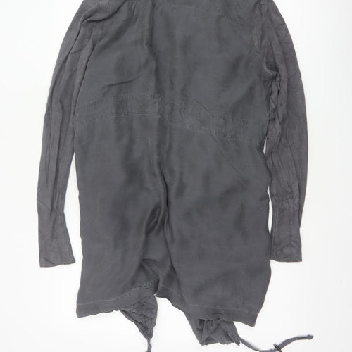 Mint Velvet Women's Grey UK 14 Military Long Drape Jacket Drawstring