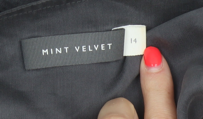 Mint Velvet Women's Grey UK 14 Military Long Drape Jacket Drawstring