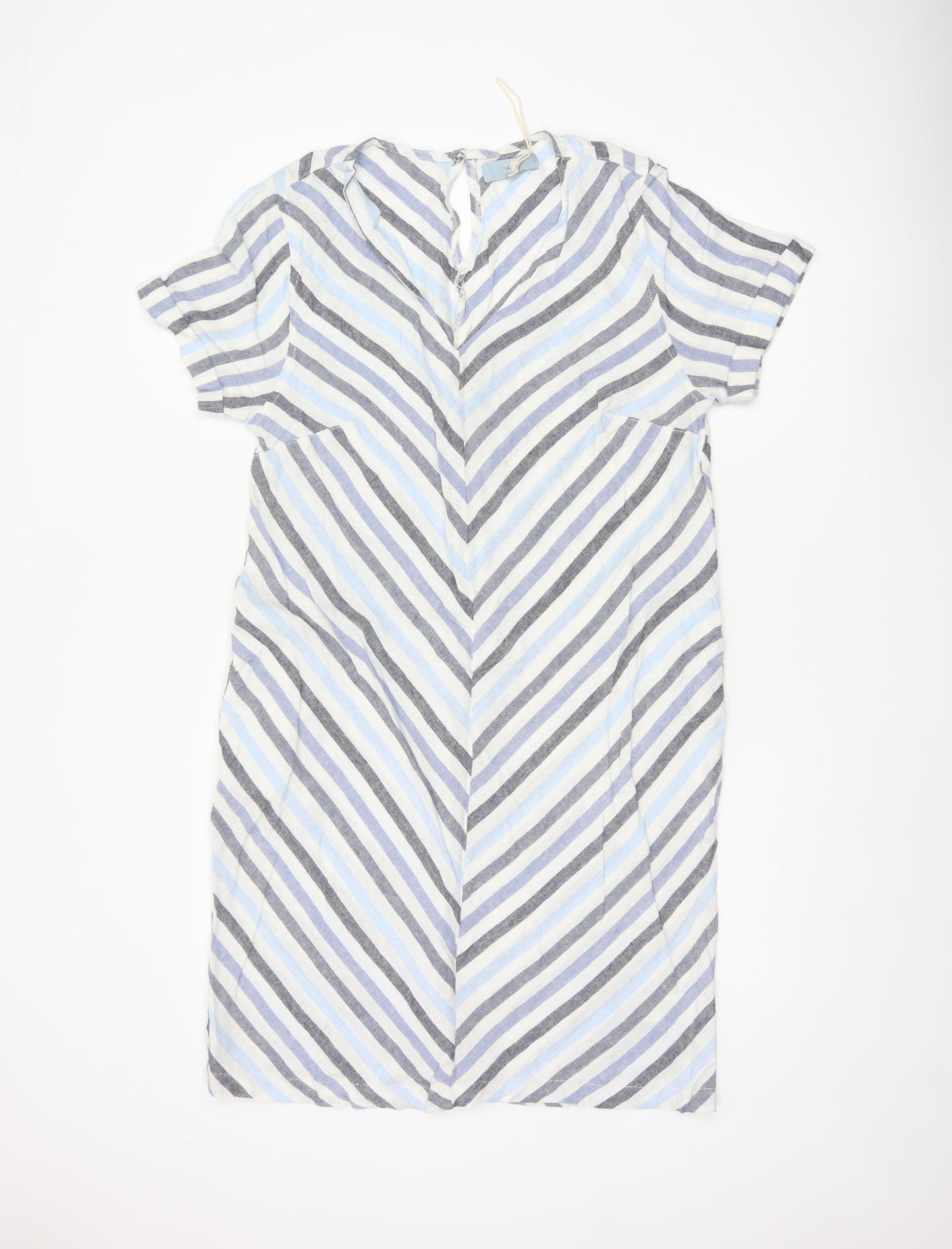 Next Women Multicoloured Stripe Linen Blend Shift Dress UK 14