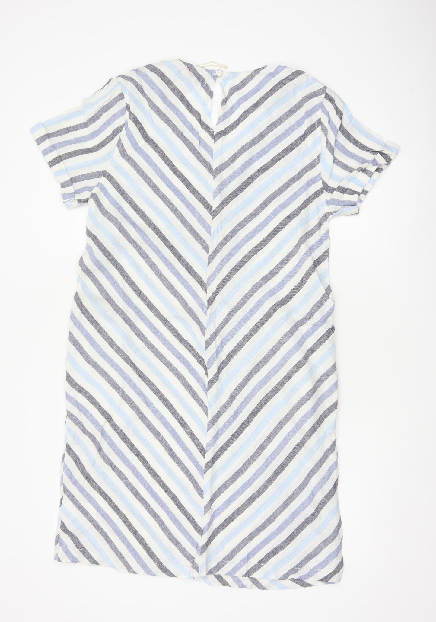 Next Women Multicoloured Stripe Linen Blend Shift Dress UK 14