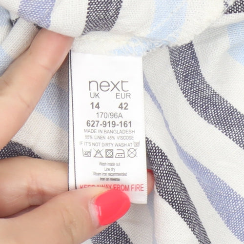 Next Women Multicoloured Stripe Linen Blend Shift Dress UK 14