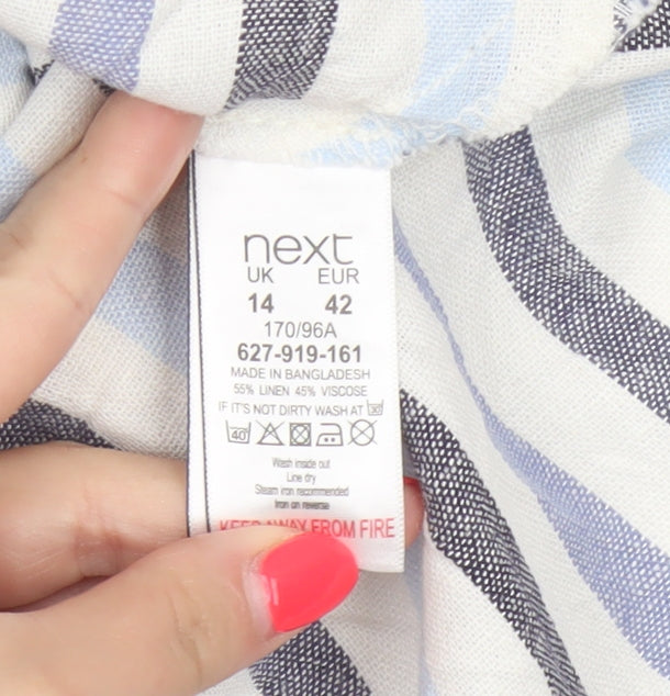 Next Women Multicoloured Stripe Linen Blend Shift Dress UK 14