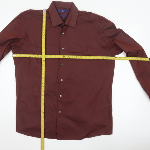 Next Mens Red 17 Regular Fit Cotton Long Sleeve Button-Up Shirt