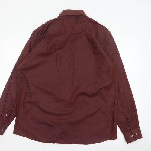 Next Mens Red 17 Regular Fit Cotton Long Sleeve Button-Up Shirt