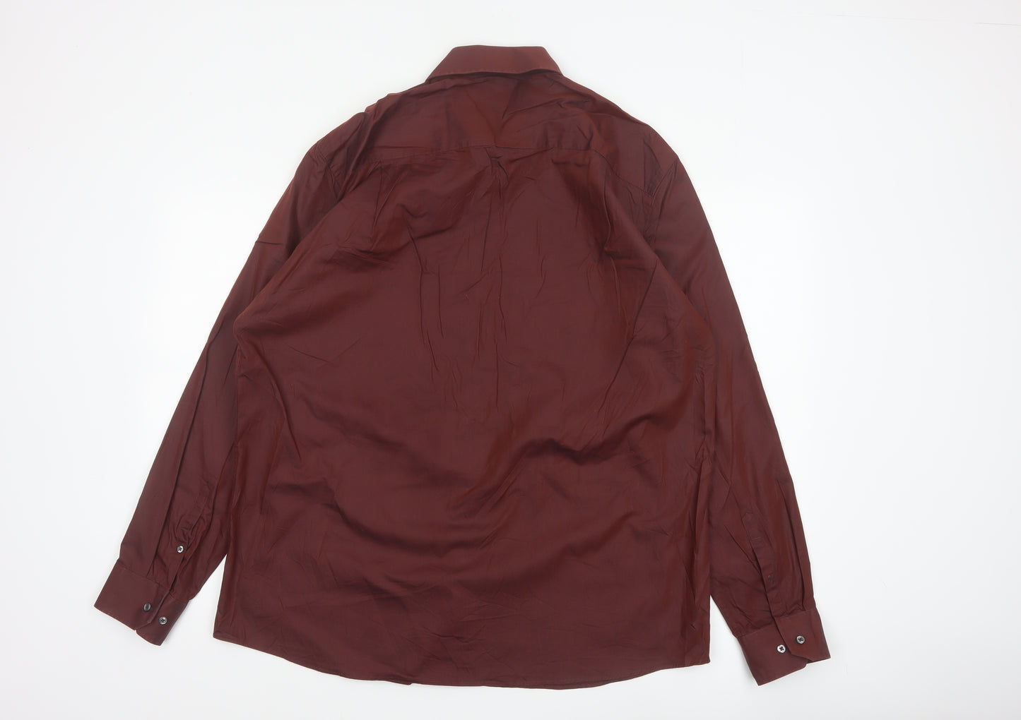 Next Mens Red 17 Regular Fit Cotton Long Sleeve Button-Up Shirt