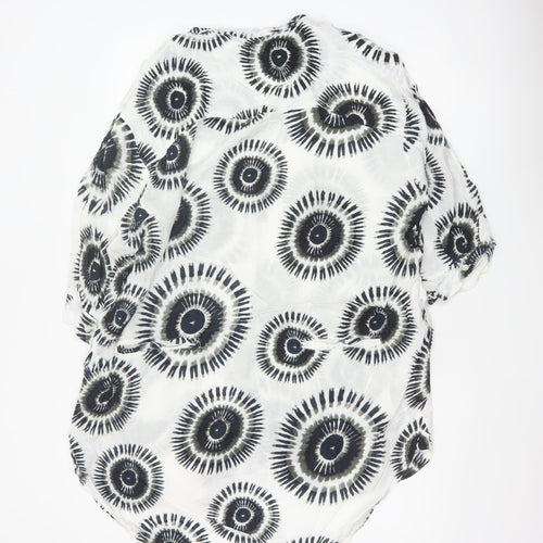 Masai Women Multicoloured L Geometric Viscose Short Sleeve Button-Up Blouse