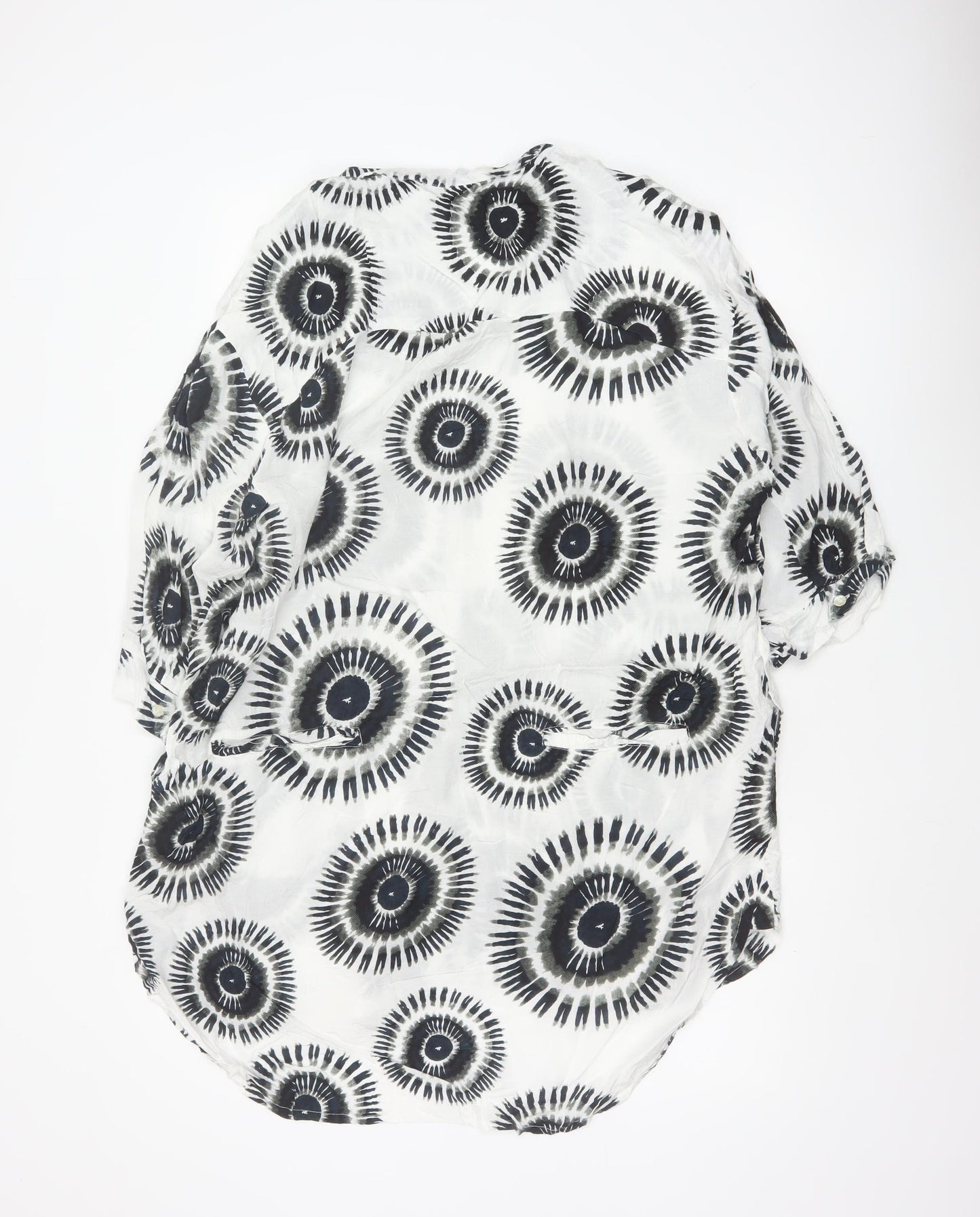 Masai Women Multicoloured L Geometric Viscose Short Sleeve Button-Up Blouse