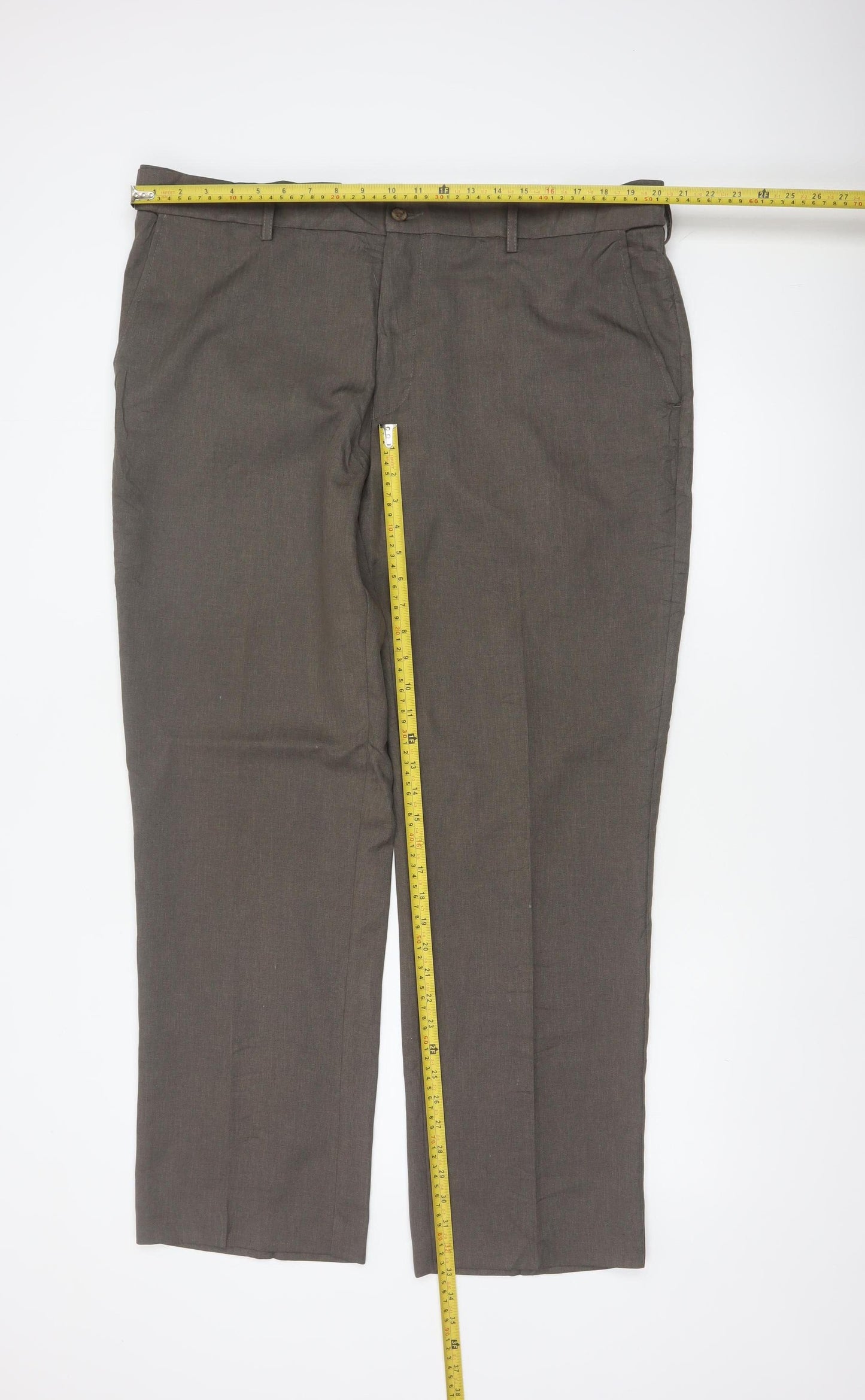 Farah Classic Men's Brown Size 42 L31 Straight Dress Trousers