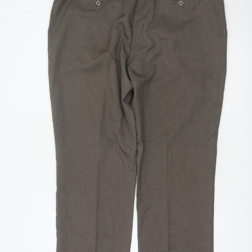 Farah Classic Men's Brown Size 42 L31 Straight Dress Trousers