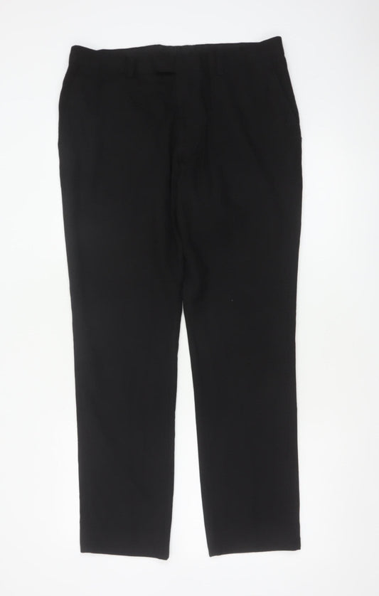 Next Men’s Black 34 Regular Straight Leg Dress Trousers 34W 31L