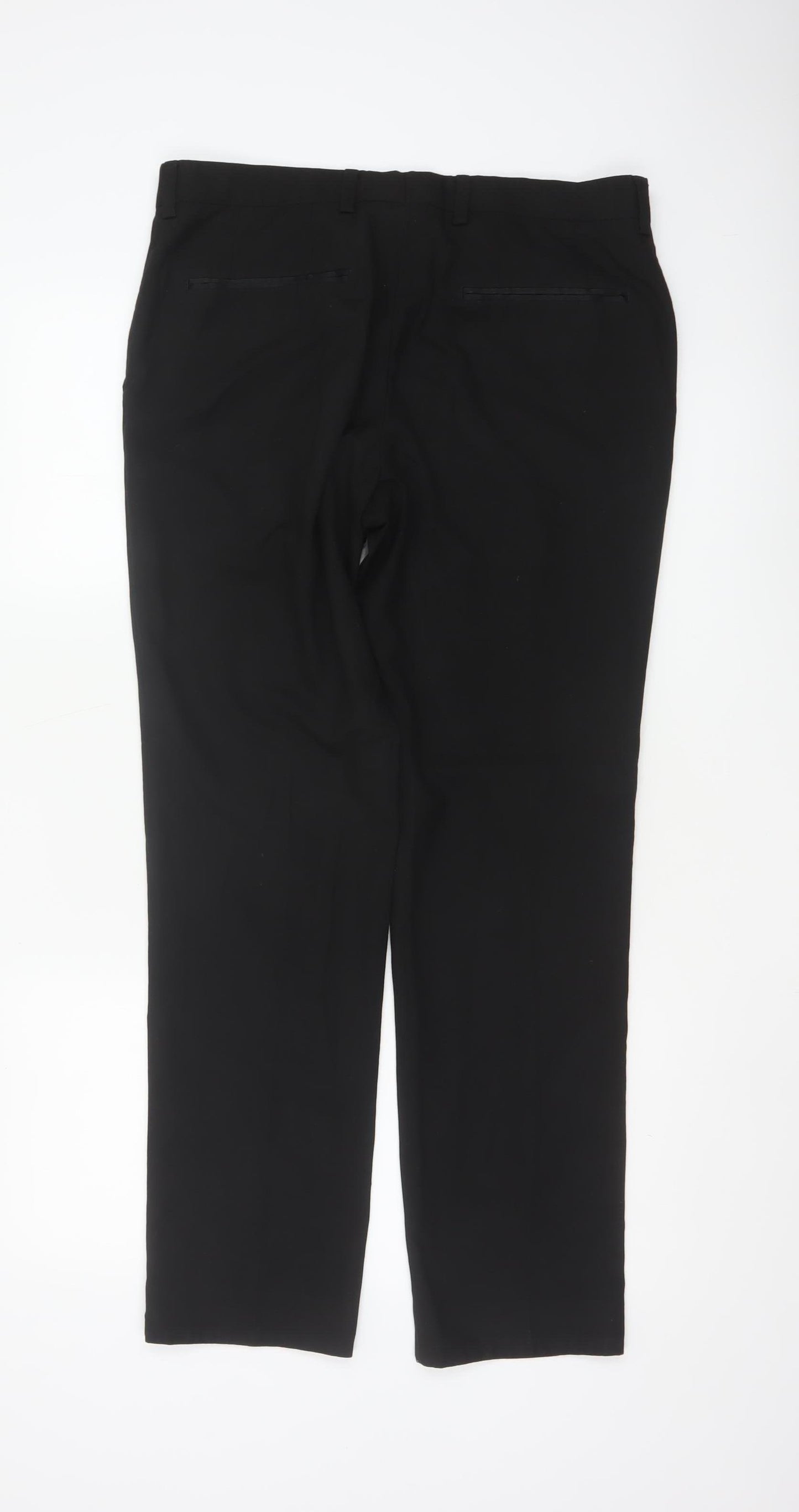 Next Men’s Black 34 Regular Straight Leg Dress Trousers 34W 31L