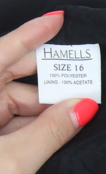 Hamells Women Black UK 16 Knee Length Sheath Dress Flared Sleeve