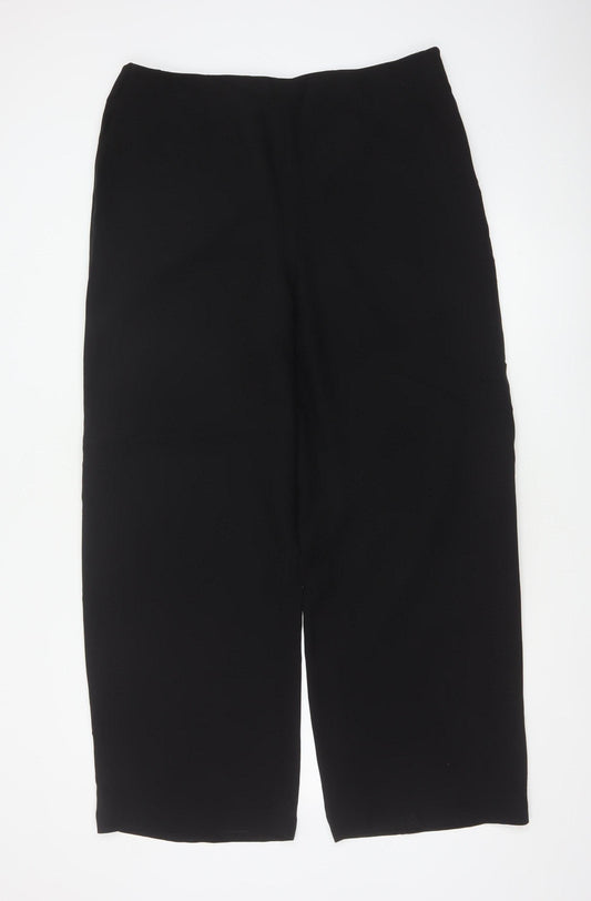Laura Ashley Women Black Silk Wide-Leg Dress Trousers UK 12 Vintage