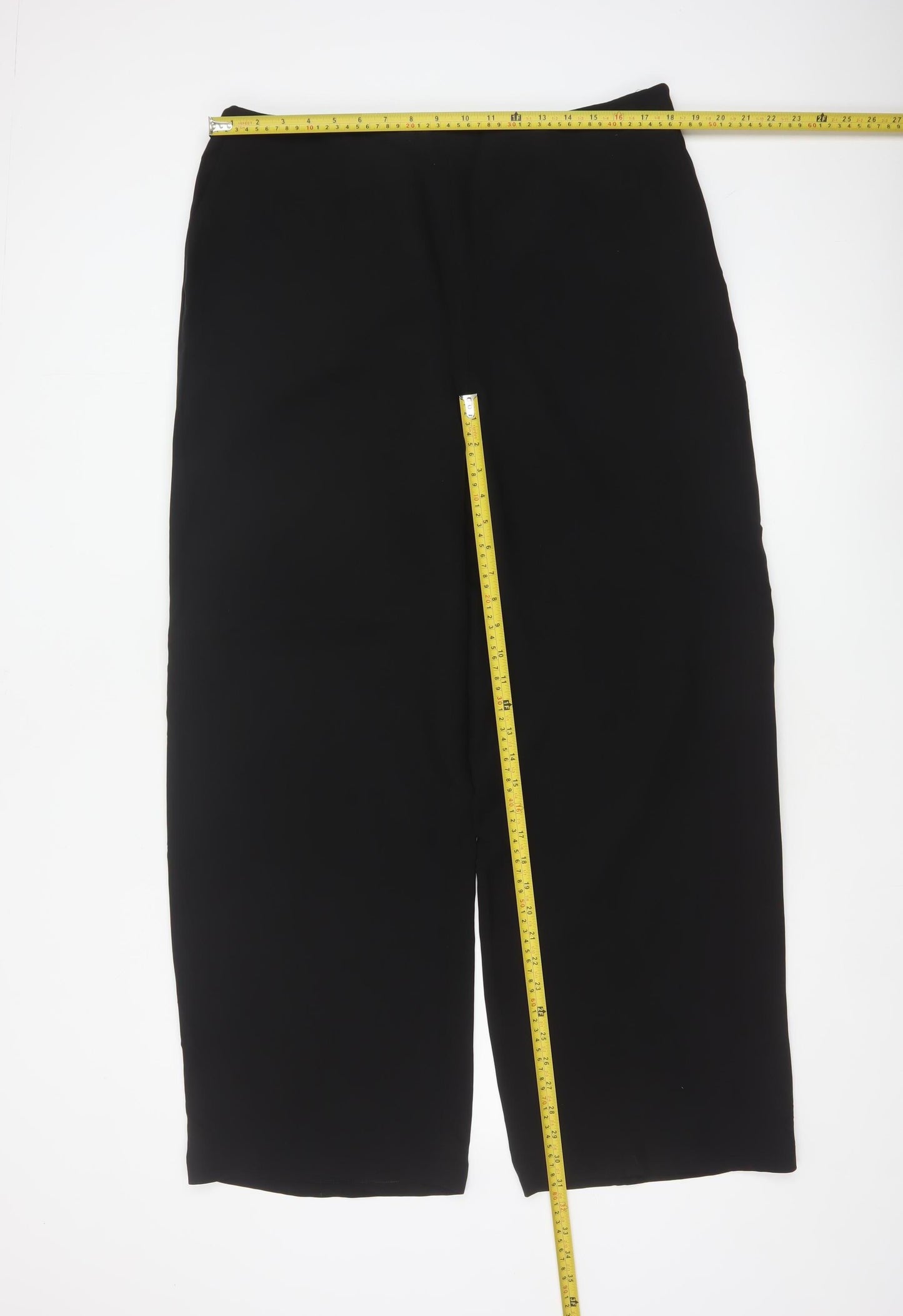 Laura Ashley Women Black Silk Wide-Leg Dress Trousers UK 12 Vintage