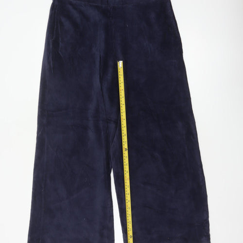 Marks & Spencer Women Blue Corduroy Wide-Leg Trousers UK 14 Regular