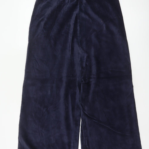 Marks & Spencer Women Blue Corduroy Wide-Leg Trousers UK 14 Regular