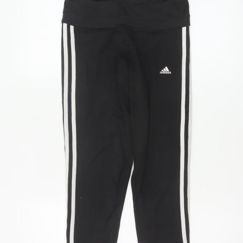 Adidas Women Black XS Climalite 3 Stripe Skinny Leggings Gym