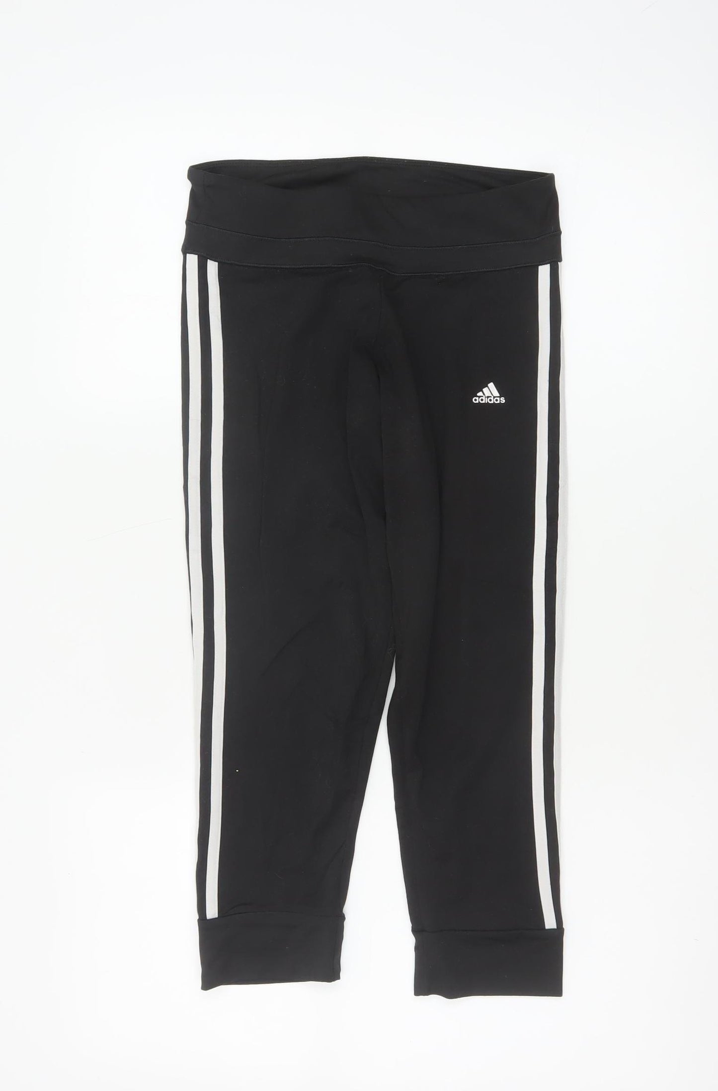 Adidas Women Black XS Climalite 3 Stripe Skinny Leggings Gym