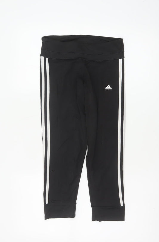 Adidas Women Black XS Climalite 3 Stripe Skinny Leggings Gym