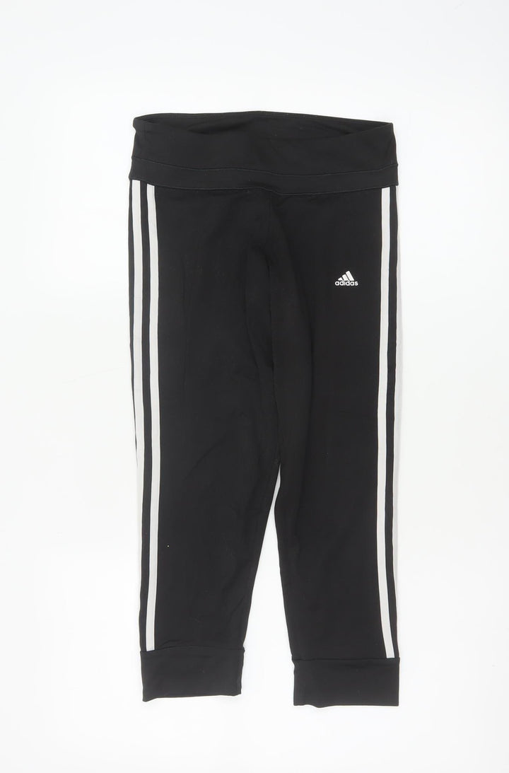 Adidas Women Black XS Climalite 3 Stripe Skinny Leggings Gym
